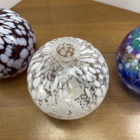 Pottery Barn Oil Diffuser Glass Ball Confetti Design Hand Blown Orb Set Of 3 - Picture 12 of 13